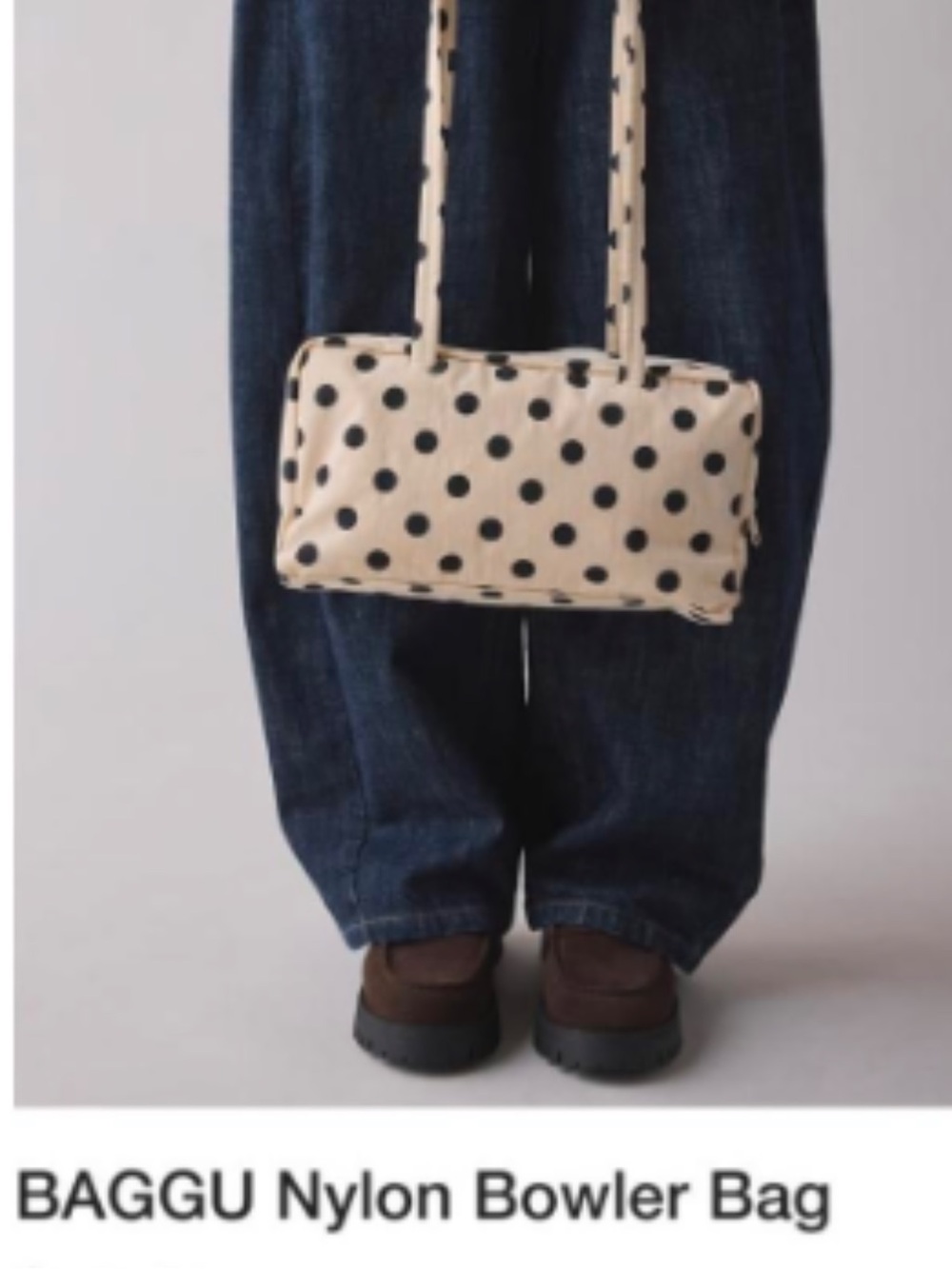 BAGGU Cream Tote with Black Polka Dots